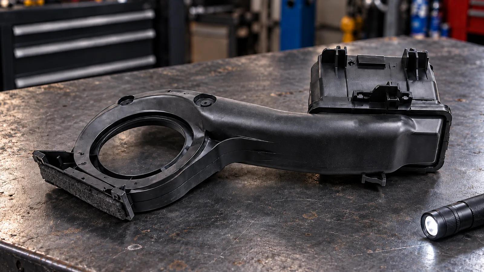 Genuine Ford air duct hose prepared for visual comparison and workshop handoff for a Ranger Wildtrak 2.2L