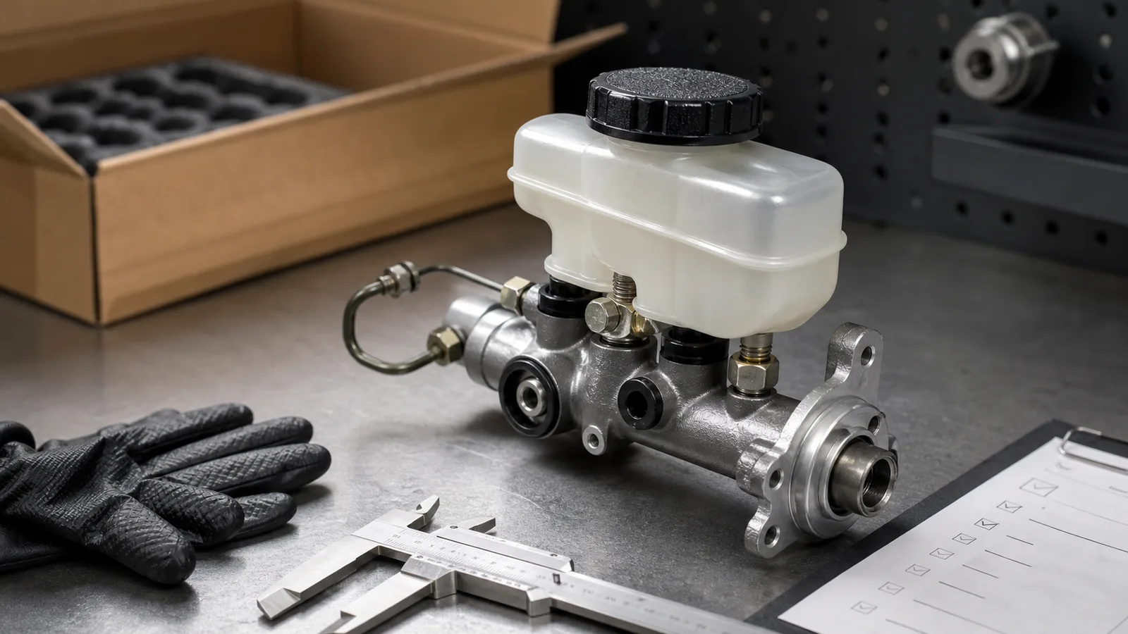 Isuzu D-Max brake master cylinder export fitment checklist cover showing hydraulic part inspection details