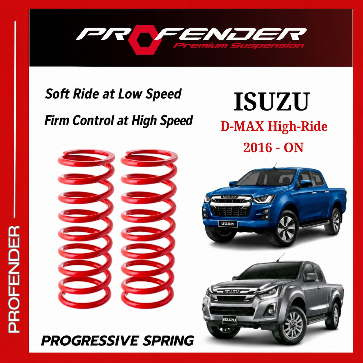 Profender Progressive Front Coil Spring Set for Isuzu D-Max Hi-Lander / Hi-Rider 2012-On